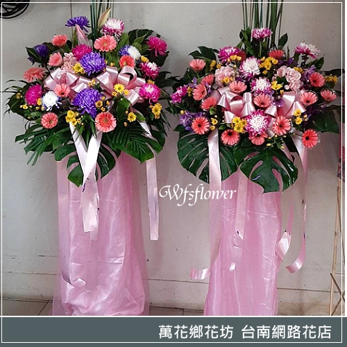 素雅型高架花籃 藝術花柱台南市花店